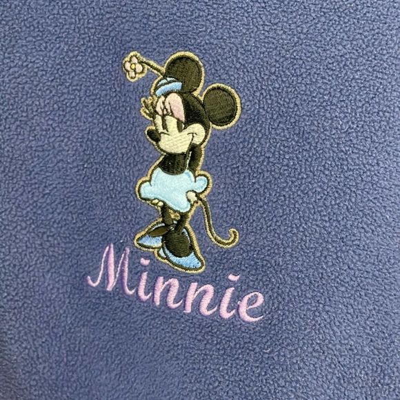 Minnie Mouse Embroidered Disney Quarter zip Fleece Pullover Sweater Size M - Picture 3 of 10